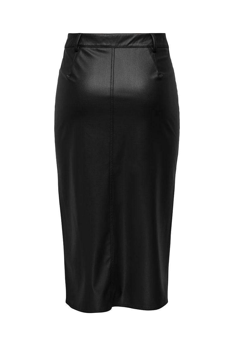 Back image of Bitten faux leather pencil skirt in black, by brand Only