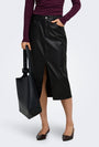 Image of BITTEN FAUX LEATHER PENCIL SKIRT in black, by brand ONLY
