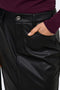 Front image of a model wearing the Bitten faux leather pencil skirt in black, by brand Only