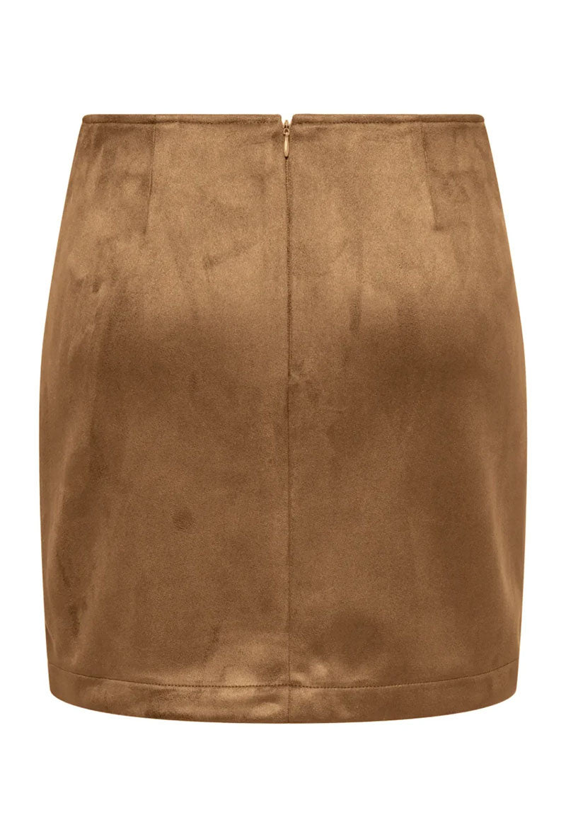 Back image of Carolina faux suede skirt in tan, by brand Only
