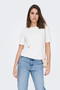 Front image of a model wearing the Only elena s/s detail top in off white, by brand Only