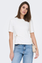 Front image of a model wearing the Only elena s/s detail top in off white, by brand Only