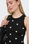 Front detail image of a model wearing the Fenja dress in black, by brand Only