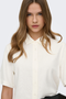 Front detail image of the Goa shortsleeve linen shirt in off white, by brand Only