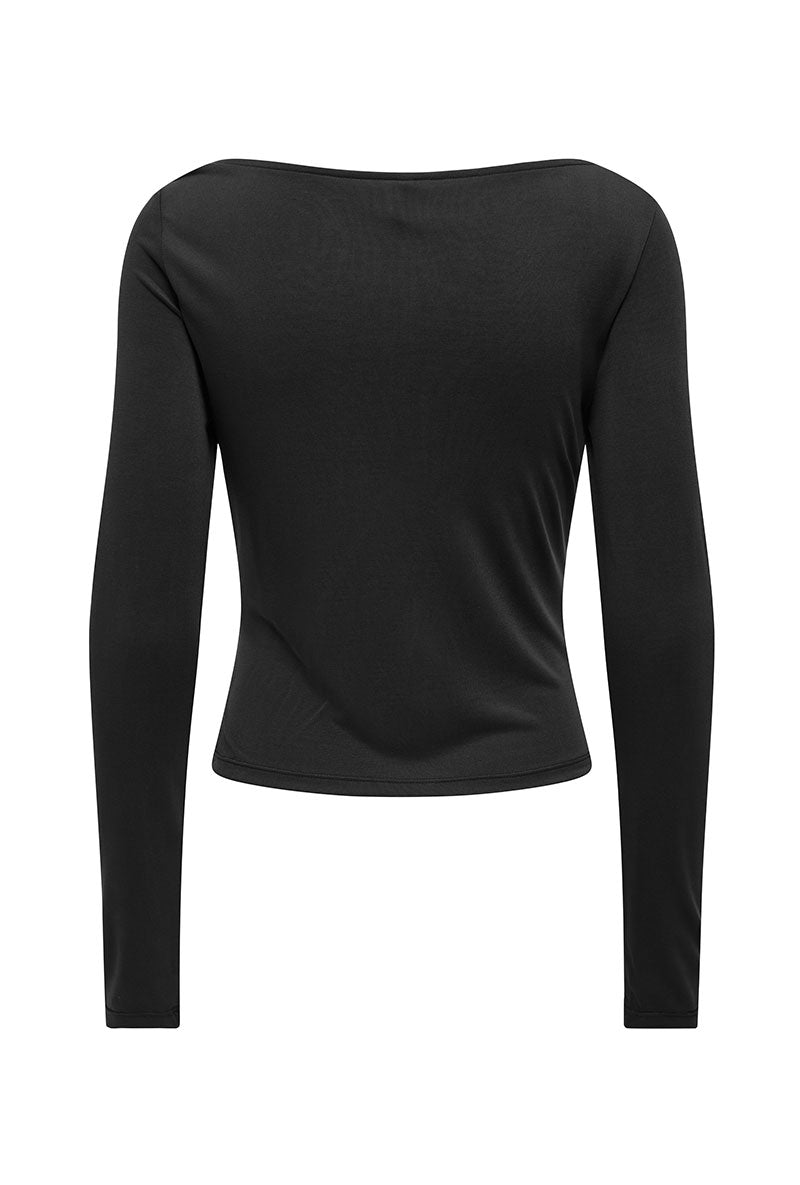 Back image of Hannah l/s metal top in black, by brand Only