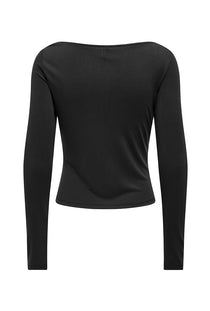 Back image of the Hannah l/s metal top in black, by brand Only