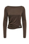 Front image of the Hannah l/s metal top in brown, by brand Only