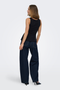 Back image of a model wearing the Kiss sleeveless peplum top in black, by brand Only