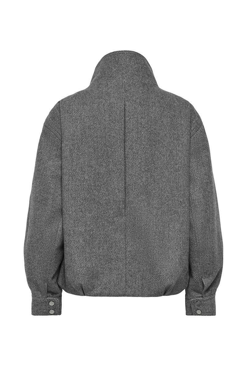 Back image of Lasta high collar bomber jacket in charcoal, by brand Only