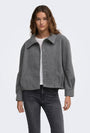 Image of LASTA HIGH COLLAR BOMBER JACKET in charcoal, by brand ONLY
