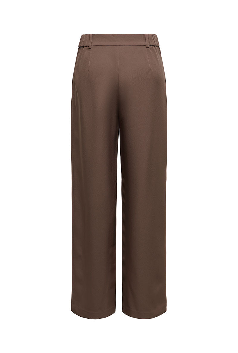 Back image of Linda berry hw straight trousers in brown, by brand Only