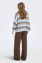 Back image of a model wearing the Linda berry hw straight trousers in brown, by brand Only