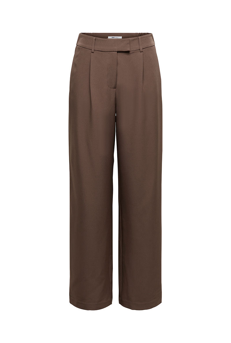 Front image of Linda berry hw straight trousers in brown, by brand Only