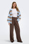 Front image of a model wearing the Linda berry hw straight trousers in brown, by brand Only