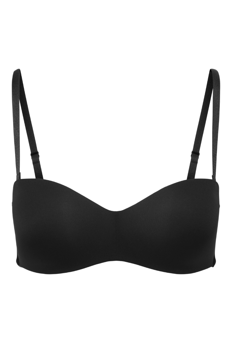 Front image  of Only tracy bandeau bra in black, by brand Only