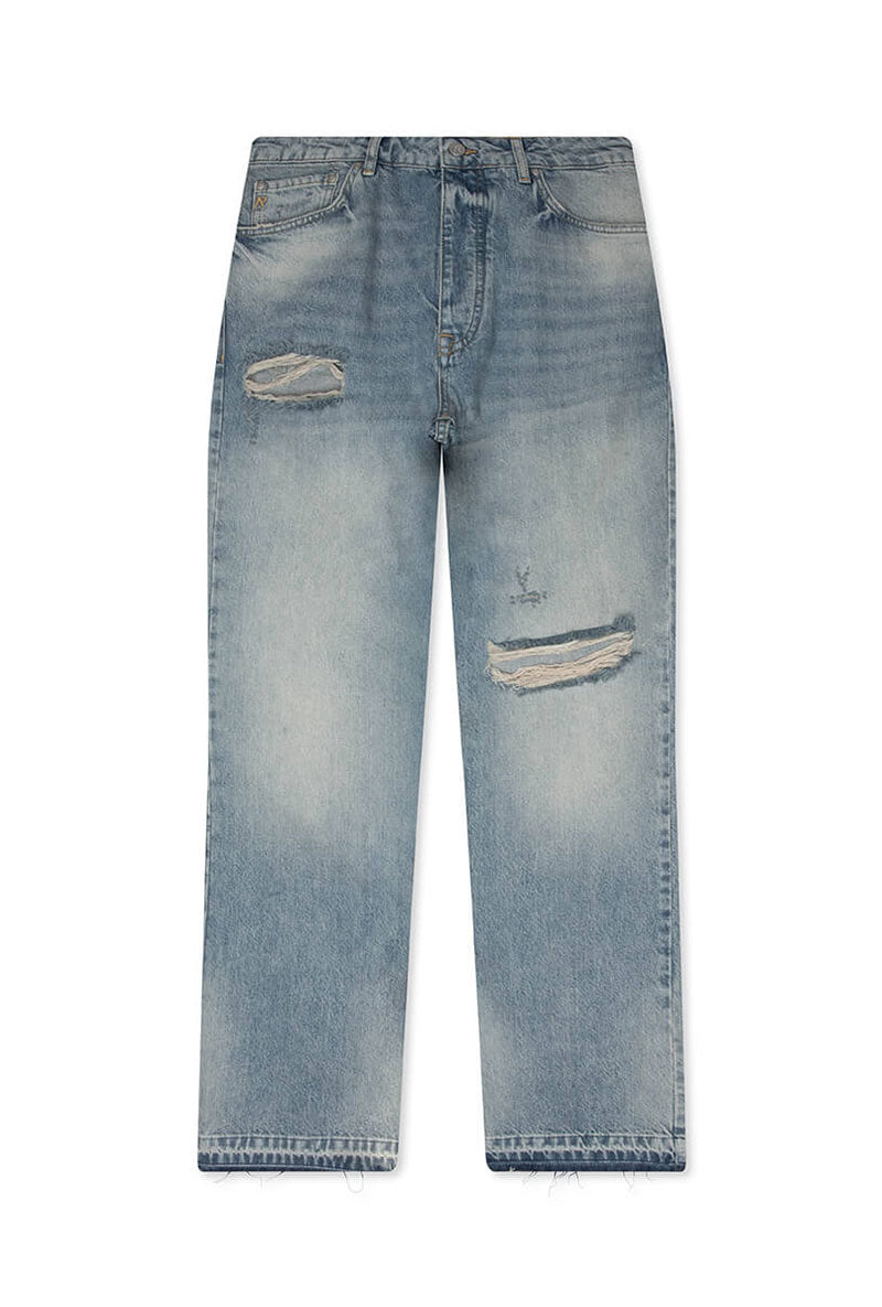 Front image of Heaton jeans in denim, by brand Represent