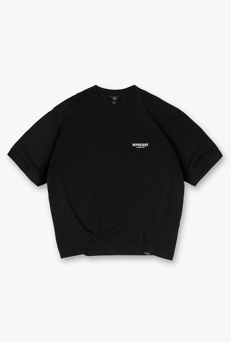 Front image of Owners club t in black, by brand Represent