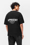 Back image of a model wearing the Owners club t in black, by brand Represent