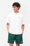 Front image of a model wearing Owners club t in off white, by brand Represent