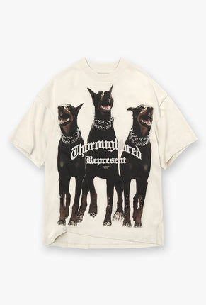 Front image of Thoroughbread t in off white, by brand Represent