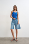 Front image of Alfrida sleeveless vest in blue, by brand Top shop