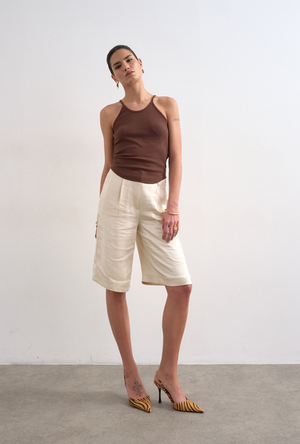 Front image of the Alfrida sleeveless vest in brown, by brand Top shop