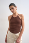 Front image of the Alfrida sleeveless vest in brown, by brand Top shop