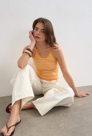 Front image of the Alfrida sleeveless vest in orange, by brand Top shop