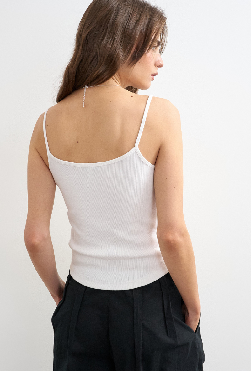 Back image of Alfrida sleeveless vest in white, by brand Top shop