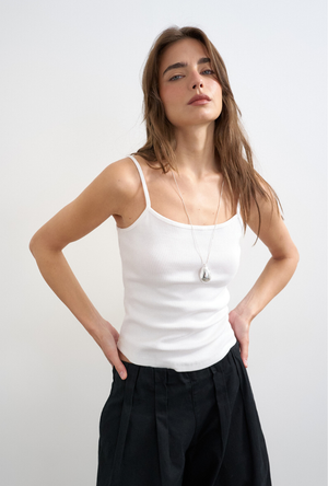 Front image of the Alfrida sleeveless vest in white, by brand Top shop