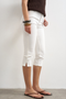 Front image of the Camilla highrise denim capri in white, by brand Top shop