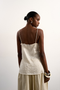 Back image of the Hallie sleeveless crinkle satin top in white, by brand Top shop