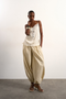 Front image of Hallie sleeveless crinkle satin top in white, by brand Top shop