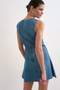Back image of the Lena sleeveless mini denim dress in denim, by brand Top shop