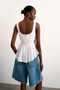 Back image of the Mariam sleeveless curve hem top in white, by brand Top shop