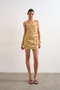 Front image of Nina sleeveless mini dress in beige, by brand Top shop