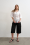 Front image of Zola shortsleeve fitted shirt in white, by brand Top shop