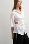 Front image of the Zola shortsleeve fitted shirt in white, by brand Top shop