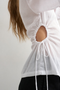 Front image of the Zola shortsleeve fitted shirt in white, by brand Top shop