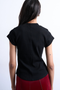 Back image of a model wearing the Bea oneck fitted rib tee in black, by brand Top shop