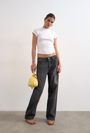 Image of BEA ONECK FITTED RIB TEE in white, by brand TOP SHOP