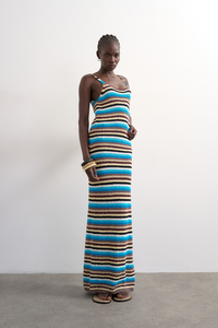 CAJSA SLEEVELESS MULTI STRIPED KNIT DRESS