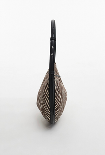 Front side image  of the Curly canvas scoop shoulder bag in chocolate, by brand Top shop