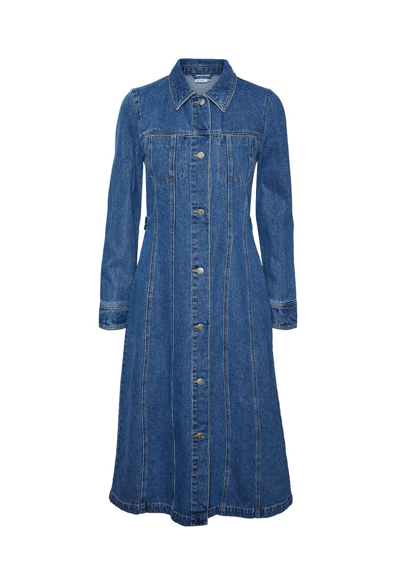 VERO MODA FINLEY LS CALF DENIM DRESS