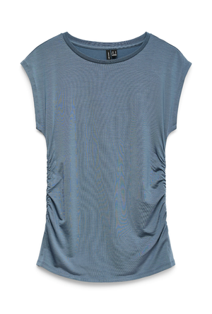 Front image  of the Ava sarah top in blue, by brand Vero moda