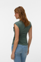 Back image of a model wearing the Ava sarah top in khaki, by brand Vero moda