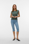Front image of a model wearing Ava sarah top in khaki, by brand Vero moda