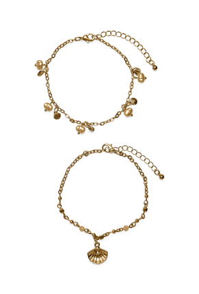 Front image  of Chelly anklet 2 pk in gold, by brand Vero moda