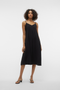 Front image of a model wearing Josie calf singlet dress in black, by brand Vero moda