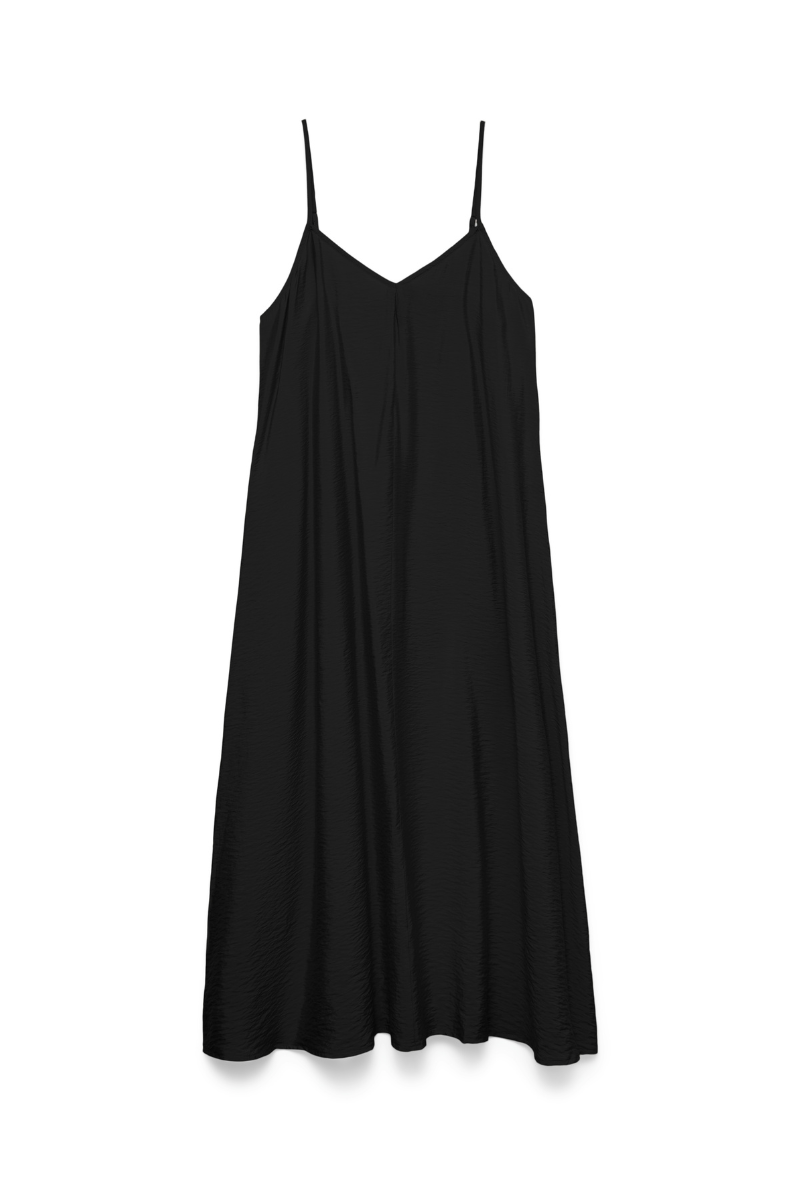 Front image  of Josie calf singlet dress in black, by brand Vero moda